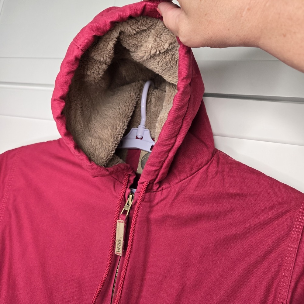 Berne Jacket Womens XL Pink Canvas Duck Work Workwear Sherpa Lined Hooded - Picture 10 of 14